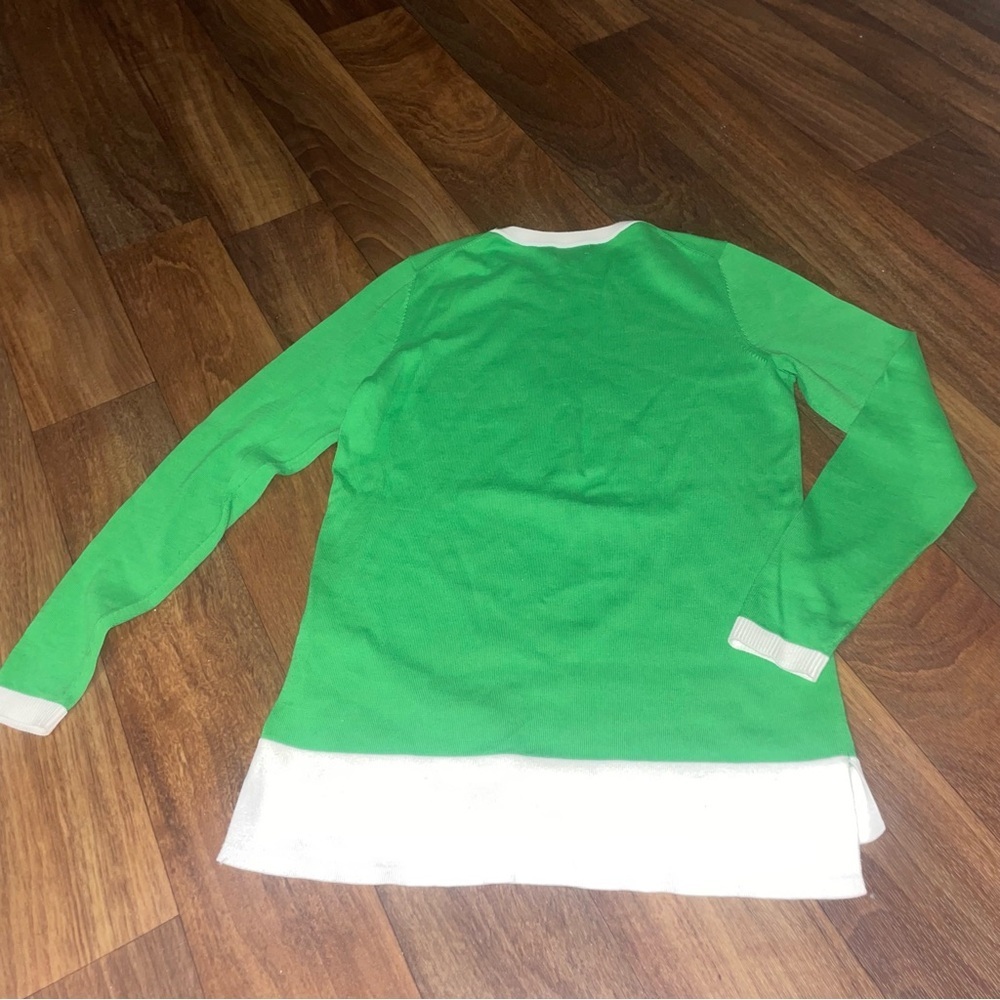 CROWN & IVY Womens Scottie Dog Green Long Sleeve Round Neck Sweater Size XS - Picture 5 of 5